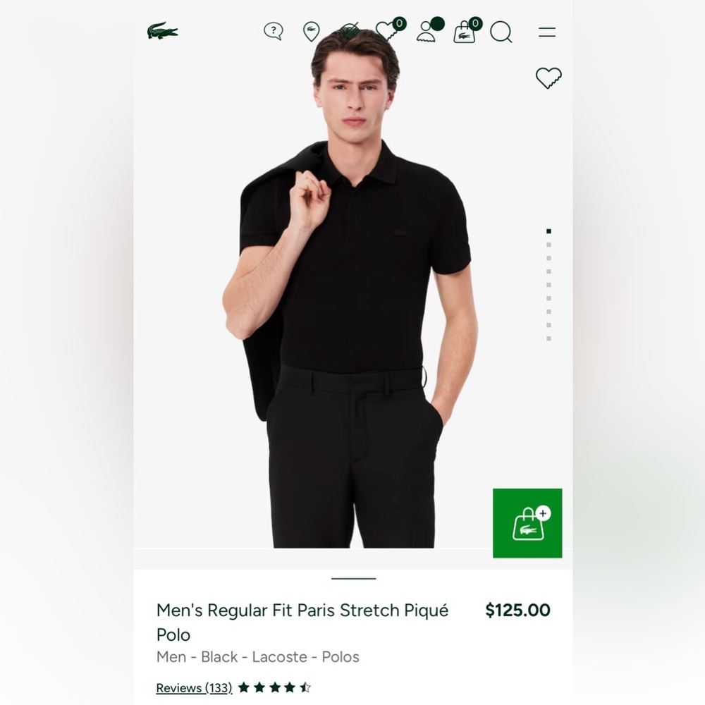 NEW Men’s Lacoste Black Polo Shirt Classic Cotton Design